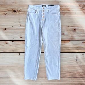 BANANA REPUBLIC Women’s High Rise Slim Straight Leg Button-Fly Jeans in White